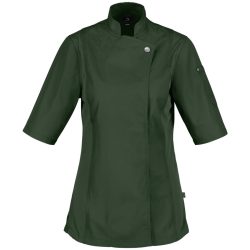 JOBELINE Damen Kochjacke Carter Kurzarm; Kleidergrösse 36; dunkeloliv
