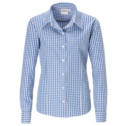 PULSIVA Damenbluse Marie Langarm; Kleidergrösse 38; blau/weiss