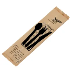 WIMEX Einweg-Besteck-Set Betulla M; 16 cm (L); braun; 50 Set / Pack