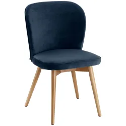 VEGA Polsterstuhl Lian Samt; 56x58x86 cm (BxTxH); Sitz dunkelblau, Gestell hellbraun; 2 Stück / Pack