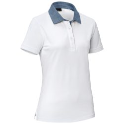 JOBELINE Damen-Polo Cato Chambray; Kleidergrösse XS; weiss