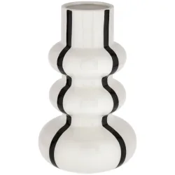 Vase Ayumi; 15x25 cm (ØxH); weiss/schwarz; rund