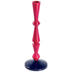 Spitzkerzenhalter Andris; 9.5x25 cm (ØxH); pink/dunkelblau