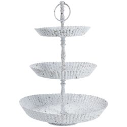 Deko-Etagere Abunya; 35x47 cm (ØxH); weiss/braun/grau/anthrazit