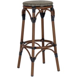 VEGA Outdoor Barhocker Rimalia; 36x36x76 cm (BxTxH); Sitz grau meliert, Gestell braun; 2 Stück / Pack