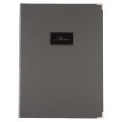 VEGA Speisekarte Oscar mit Prägung MENU A5 hoch; DIN A5, 18.7x24.8 cm (BxH); grau; 6 Seiten