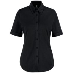 JOBELINE Damen Bluse Piqué Kurzarm; Kleidergrösse XS; schwarz