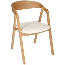 VEGA Stapelstuhl Calma Kunstleder Eiche; 54x53x79 cm (BxTxH); Sitz weiss, Gestell eiche; 2 Stück / Pack