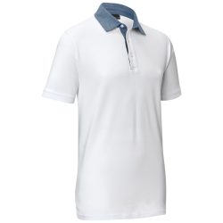 JOBELINE Herren-Polo Cato Chambray; Kleidergrösse S; weiss