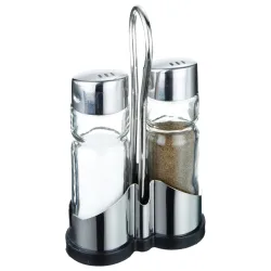 PULSIVA Salz-/Pfeffermenage Molto 3-teilig; 40 ml, 7.5x13x3.5 cm (BxHxT); silber/transparent; 6 Set / Pack