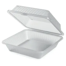 Contacto Mehrweg-Behälter Eco-Takeout® 1 Fach; 23x23.5x9.5 cm (LxBxH); transparent; quadratisch; 12 Stück / Pack