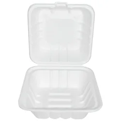 NATUREStar Zuckerrohr-Burgerbox Nature IV quadratisch; 450 ml, 15x15x8 cm (LxBxH); weiss; quadratisch; 50 Stück / Pack