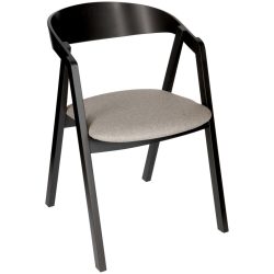 VEGA Stapelstuhl Calma Stoff Buchenholz schwarz lackiert; 54x53x79 cm (BxTxH); Sitz taupe, Gestell schwarz; 2 Stück / Pack