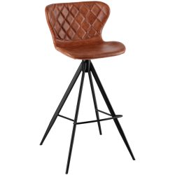 VEGA Barstuhl Kansas; 52.5x50x104 cm (BxTxH); Sitz cognac, Gestell schwarz; 2 Stück / Pack