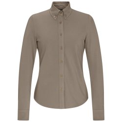 JOBELINE Damen Bluse Piqué Langarm; Kleidergrösse L; taupe