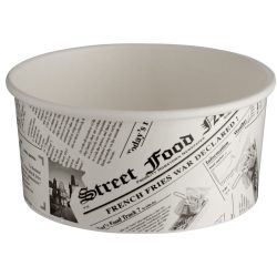First FFC Becher mit Zeitungspapier-Optik; 350 ml, 11.2x5.1 cm (ØxH); schwarz/weiss; 50 Stück / Pack