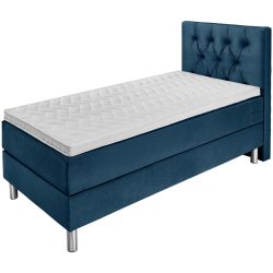 VEGA Boxspringbett Premium Velours, Rückenteil Chesterfield; 100x200x69 cm (BxLxH); dunkelblau; H3-fest