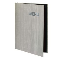 VEGA Speisekarte Lenio mit Prägung MENU A4; DIN A4, 23.8x32.6 cm (BxH); grau