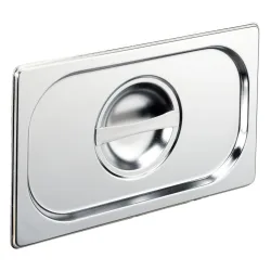 PULSIVA GN-Deckel 1/4 Basic ohne Löffelaussparung; GN 1/4, 26.5x16.2 cm (LxB); silber; rechteckig