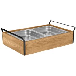 VEGA Buffet Kühltablett Esino mittel, Edelstahl 2x 1/2; GN 1/1, 61.9x38.6x16.9 cm (LxBxH); eiche/schwarz/edelstahl; rechteckig