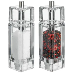 VEGA Salz- und Pfeffermühlen-Set Walker eckig; 4.5x16.5x4.5 cm (BxHxT); transparent
