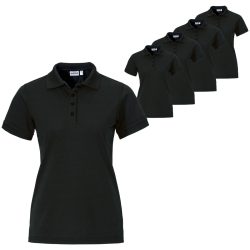 PULSIVA Vorteilspack Damen Polo-Shirt Sunny Halbarm; Kleidergrösse XS; schwarz; 5 Stück / Pack