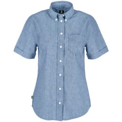 JOBELINE Damen Bluse Chambray Kurzarm; Kleidergrösse 34; blau