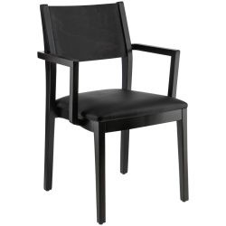 VEGA Stapelstuhl Stak Kunstleder, mit Armlehne; 48x51x86 cm (BxTxH); Sitz schwarz, Gestell wenge; 2 Stück / Pack