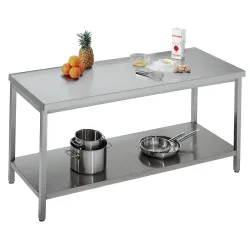 CHROMOnorm Arbeitstisch abgekantet; 160x85x70 cm (BxHxT); silber