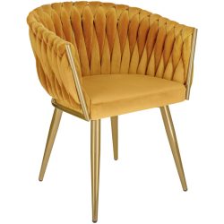 VEGA Armlehnstuhl Wave Samt; 47x48x77 cm (BxTxH); Sitz gold, Gestell gold