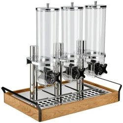 VEGA Müslispender Esino dreifach 1/1; GN 1/1, 61.9x38.6x56.2 cm (LxBxH); eiche/schwarz/edelstahl; rechteckig