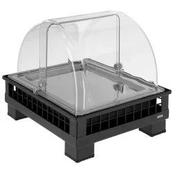 VEGA Kühlvitrine Portland Edelstahl 1/2; GN 1/2, 35.2x29x29.9 cm (LxBxH); anthrazit/transparent/edelstahl; rechteckig
