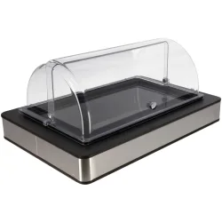 VEGA Buffetvitrine Fundale mittel, GN 1/1, Melamin, mit Rolltop, kühlbar; GN 1/1, 63x42.5x27.4 cm (LxBxH); edelstahl/anthrazit/schwarz/transparent; rechteckig