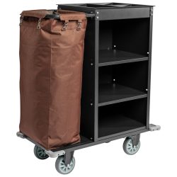 PULSIVA Housekeeping Wagen Service mit Wäschesack; 95x50x112 cm (LxBxH); schwarz/braun