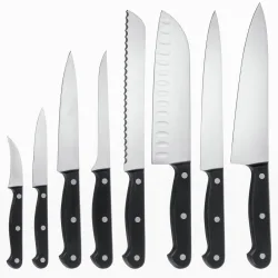 PULSIVA Messer-Set POM 8-teilig; Klingenlänge 10 cm, 20 cm (L); schwarz
