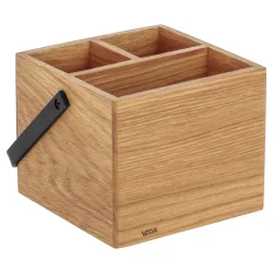 VEGA Tisch-Besteckbehälter Esino klein, mit Griff; 14.4x15.6x12 cm (LxBxH); eiche/schwarz
