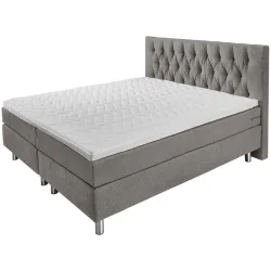 VEGA Boxspringbett Premium Möbelstoff, Rückenteil Chesterfield; 180x200x69 cm (BxLxH); taupe; H3-fest