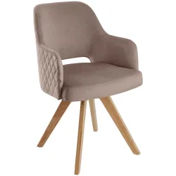 VEGA Drehstuhl Twist Samt; 46x47x85 cm (BxTxH); Sitz taupe, Gestell eiche
