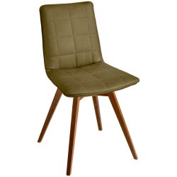 VEGA Schalenstuhl  Milaria Kunstleder, Gestell Holz; 60x51x88.5 cm (BxTxH); Sitz oliv, Gestell nussbaum; 2 Set / Pack