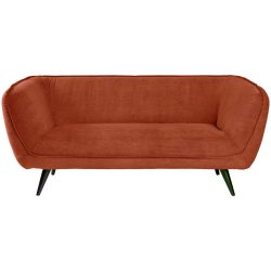 VEGA Sofa Kelso Cord, 3-Sitzer; 183x88x76 cm (BxTxH); Sitz terrakotta, Gestell schwarz