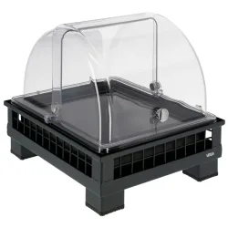 VEGA Kühlvitrine Portland Melamin schwarz 1/2; GN 1/2, 35.2x29x29.9 cm (LxBxH); anthrazit/transparent/schwarz; rechteckig