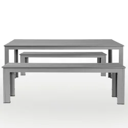 PULSIVA Outdoor-Sitzgruppe Lamero 3-teilig mit Sitzbank; grau/anthrazit