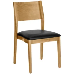 VEGA Stapelstuhl Stak Kunstleder; 48x51x86 cm (BxTxH); Sitz schwarz, Gestell hellbraun; 2 Stück / Pack
