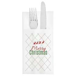 GARCIA DE POU Bestecktasche Chiani; 10x20 cm (BxL); weiss/grün/rot; 50 Stück / Pack
