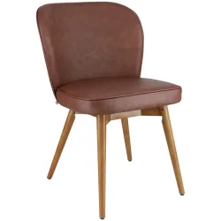 VEGA Polsterstuhl Lian Kunstleder; 56x58x86 cm (BxTxH); Sitz braun, Gestell hellbraun; 2 Stück / Pack
