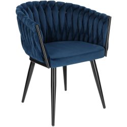 VEGA Armlehnstuhl Wave Samt; 47x48x77 cm (BxTxH); Sitz dunkelblau, Gestell schwarz