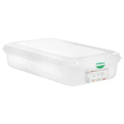 Denox GN-Kunststoffbehälter Dena 1/6; GN 1/6, 1100 ml, 17.6x16.2x6.5 cm (LxBxT); transparent; 12 Stück / Pack