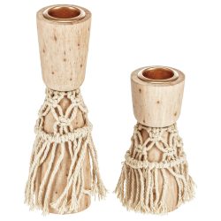 Spitzkerzenhalter Mirai 2-teilig; 4x4x10 cm (BxTxH); braun