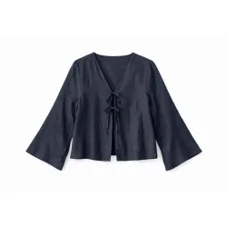 Mazine Damen Linen w. Binding Bluse