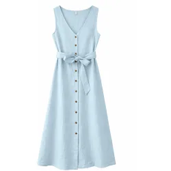 Mazine Damen Sleeveless Linen Maxi Kleid